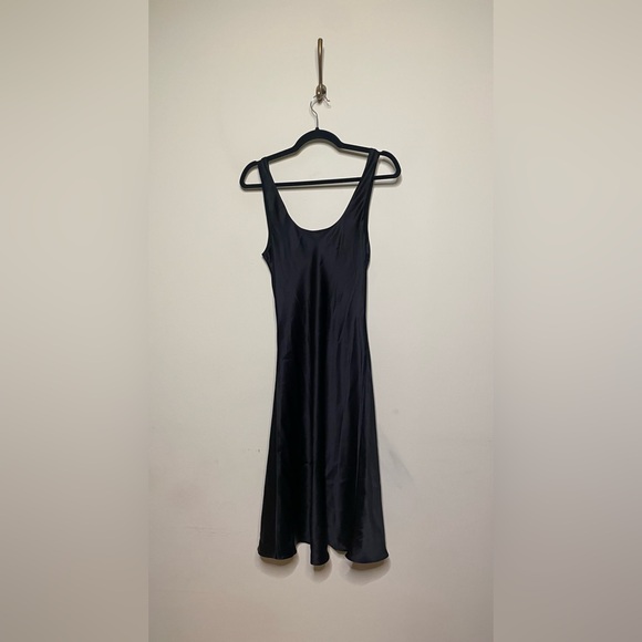 Reformation Lila V-Neck Satin Dress in Black - Picture 7 of 7
